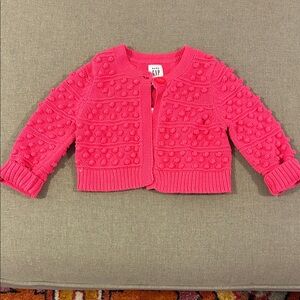 GAP Kids Vibrant Pink Knit Sweater with French Knot Pom Pom details